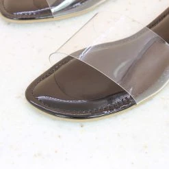 Inc.5 SALE TRANSPARENT FLAT MULE-BLACK