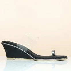 Inc.5 TRANSPARENT STRAP TOE POST VEDGE-BLACK SALE
