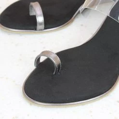 Inc.5 TRANSPARENT STRAP TOE POST VEDGE-BLACK SALE