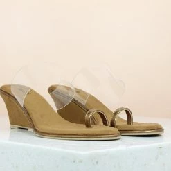 Inc.5 SALE TRANSPARENT STRAP TOE POST VEDGE-TAN