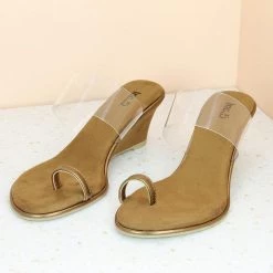 Inc.5 SALE TRANSPARENT STRAP TOE POST VEDGE-TAN