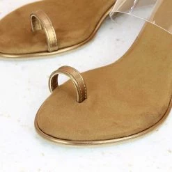 Inc.5 SALE TRANSPARENT STRAP TOE POST VEDGE-TAN