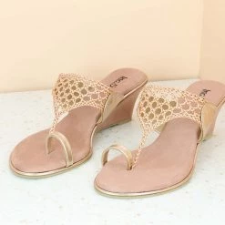 Inc.5 LACE WOVEN TOE POST VEDGE-ROSE GOLD