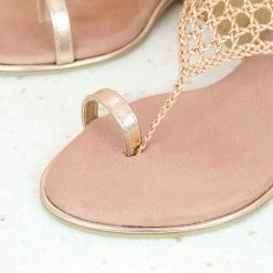 Inc.5 LACE WOVEN TOE POST VEDGE-ROSE GOLD