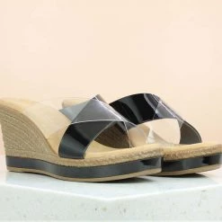 Inc.5 SALE CROSS STRAP PLATFORM MULE-BLACK