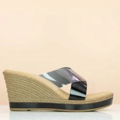 Inc.5 SALE CROSS STRAP PLATFORM MULE-BLACK