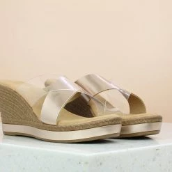 Inc.5 CROSS STRAP PLATFORM MULE-ROSE GOLD