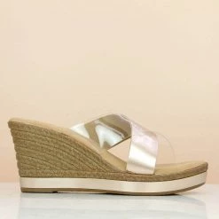 Inc.5 CROSS STRAP PLATFORM MULE-ROSE GOLD