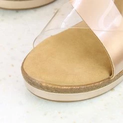 Inc.5 CROSS STRAP PLATFORM MULE-ROSE GOLD