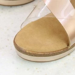 Inc.5 CROSS STRAP PLATFORM MULE-ROSE GOLD