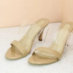 Inc.5 TRANSPARENT DOUBLE STRAP MULE-BEIGE