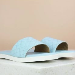 Inc.5 SALE STITCHED FLAT MULE - BLUE 7 Inc.5 SALE STITCHED FLAT MULE - BLUE