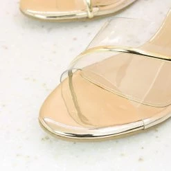 Inc.5 Casual KITTEN HEEL TRANSPARENT MULE-GOLD