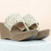 Inc.5 Casual WOVEN STRAP PLATFORM THONG-BEIGE