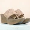 Inc.5 Casual WOVEN STRAP PLATFORM THONG-PEACH