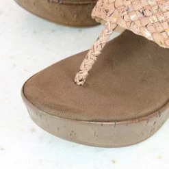 Inc.5 Casual WOVEN STRAP PLATFORM THONG-PEACH