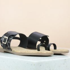Inc.5 SALE CORK BASE FLAT SANDAL-BLACK