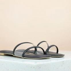 Inc.5 SALE TRANSPARENT FLAT CASUAL MULE-BLACK