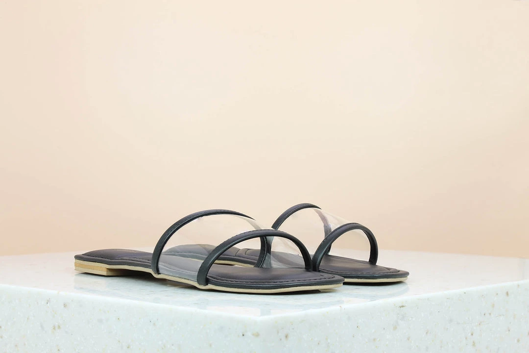 Inc.5 SALE TRANSPARENT FLAT CASUAL MULE-BLACK 3 Inc.5 SALE TRANSPARENT FLAT CASUAL MULE-BLACK