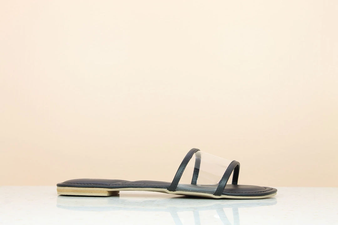 Inc.5 SALE TRANSPARENT FLAT CASUAL MULE-BLACK 4 Inc.5 SALE TRANSPARENT FLAT CASUAL MULE-BLACK