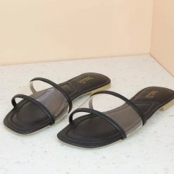 Inc.5 SALE TRANSPARENT FLAT CASUAL MULE-BLACK 8 Inc.5 SALE TRANSPARENT FLAT CASUAL MULE-BLACK