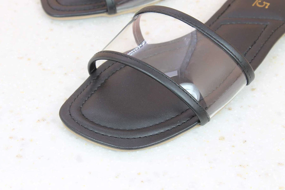 Inc.5 SALE TRANSPARENT FLAT CASUAL MULE-BLACK 6 Inc.5 SALE TRANSPARENT FLAT CASUAL MULE-BLACK