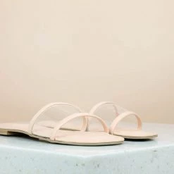 Inc.5 TRANSPARENT FLAT CASUAL MULE-PEACH