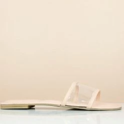 Inc.5 TRANSPARENT FLAT CASUAL MULE-PEACH