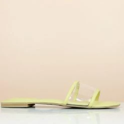 Inc.5 TRANSPARENT FLAT MULE-YELLOW