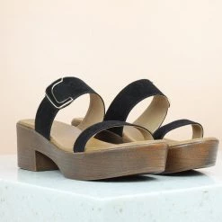 Inc.5 DOUBLE STRAP BLOCK HEEL-BLACK SALE