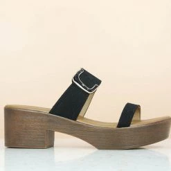 Inc.5 DOUBLE STRAP BLOCK HEEL-BLACK SALE