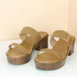 Inc.5 SALE DOUBLE STRAP BLOCK HEEL-TAN
