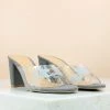 Inc.5 SALE BLOCK HEEL TRANSPARENT MULE-GREY