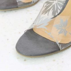 Inc.5 SALE BLOCK HEEL TRANSPARENT MULE-GREY