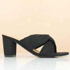 Inc.5 SUEDE BLOCK HEEL MULE-BLACK