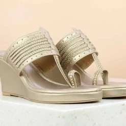 Inc.5 VEDGE HEEL KOLHAPURI - ROSE GOLD SALE