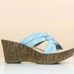 Inc.5 PLATFORM CASUAL PU MULE-BLUE