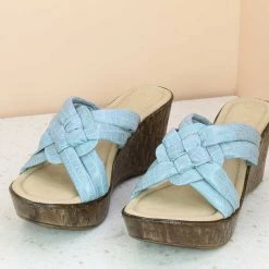 Inc.5 PLATFORM CASUAL PU MULE-BLUE