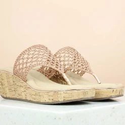 Inc.5 WOVEN PLATFORM THONG - ROSE GOLD