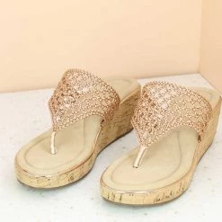 Inc.5 WOVEN PLATFORM THONG - ROSE GOLD