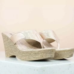 Inc.5 SALE SNAKE PRINK PLATFORM THONG-ROSE GOLD