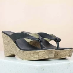 Inc.5 KNOTTED PLATFORM THONG-BLACK SALE