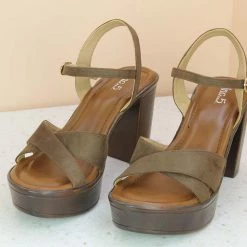 Inc.5 HIGH BLOCK HEEL SANDAL-BROWN