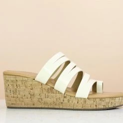 Inc.5 CORK COVERED CASUAL PLATFORM-BEIGE