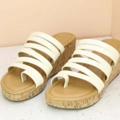 Inc.5 CORK COVERED CASUAL PLATFORM-BEIGE