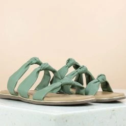 Inc.5 Casual KNOTTED DOUBLE STRAP FLAT-GREEN