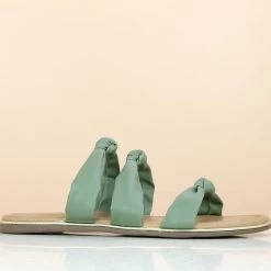 Inc.5 Casual KNOTTED DOUBLE STRAP FLAT-GREEN