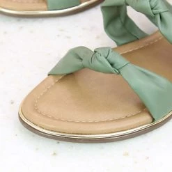 Inc.5 Casual KNOTTED DOUBLE STRAP FLAT-GREEN