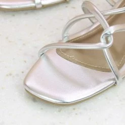 Inc.5 FLAT CASUAL MULE-SILVER SALE