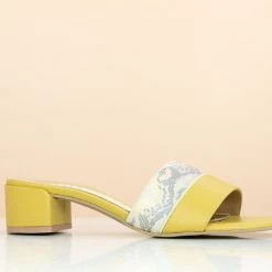 Inc.5 BLOCK CASUAL HARD HEEL SLIPON-YELLOW SALE